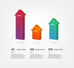 Arrows infographics step by step. Element of chart, graph, diagram with 3 options - parts, processes, timeline. Vector business template for presentation, workflow layout, annual report, web design