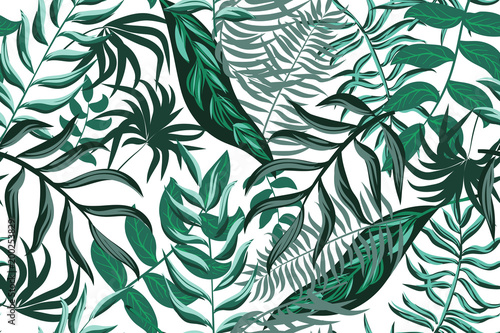 seamless pattern with tropical palm leaves jungle leaves pattern
