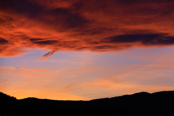 Fototapeta na wymiar Fiery sky at sunset.