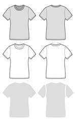 Tee shirt TOP fashion flat technical drawing template