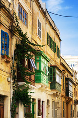 Antique city building in Valletta,Malta Europe