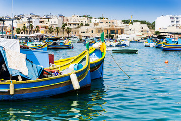 Mediterranean traditional colorful boats in Malta