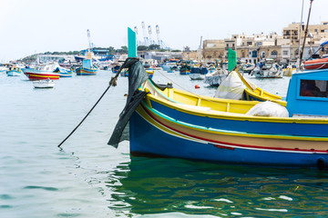 Traditional boats at Marsaxlokk Harbor in Malta