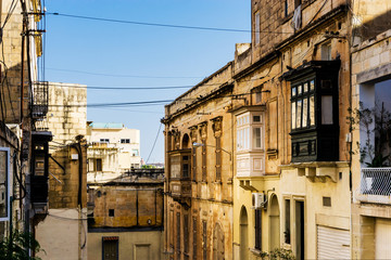 Fototapeta na wymiar Typical street view of Valletta in Malta