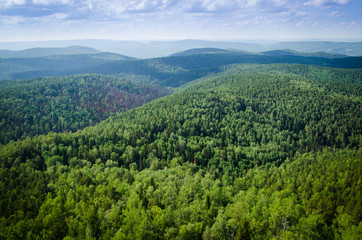 Fototapeta na wymiar Top view of the forest hills