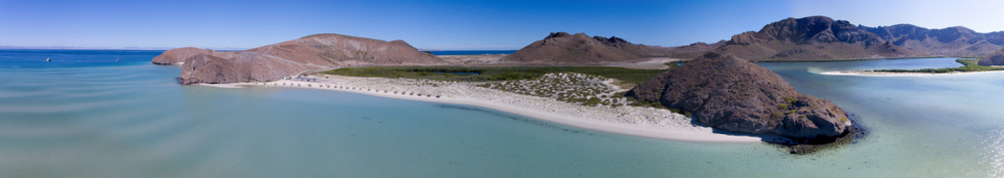 Aerial views from Balandra beach, Baja California Sur, Mexico.