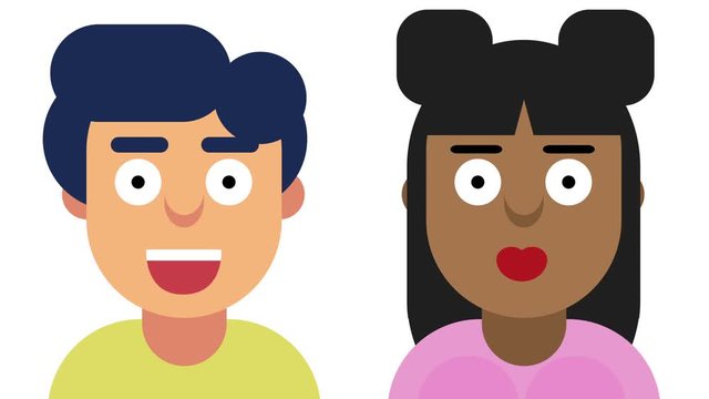 black woman and white male couple faces icons loop motion graphics