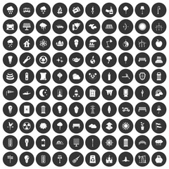 100 street lighting icons set black circle