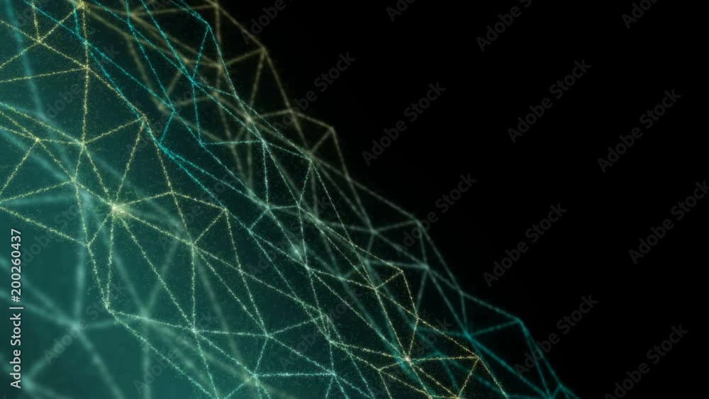 Poster abstract technology network digital data transfer glowing on black background animation 4k, with cop