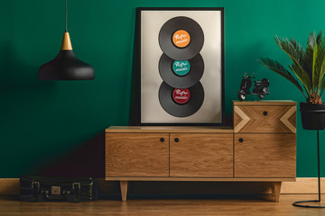 Retro sideboard in hipster interior