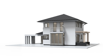 3d render of house isolated on a white background.