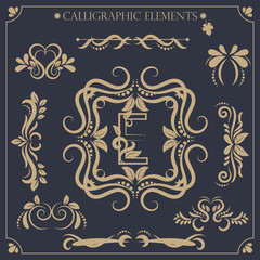 set of calligraphic design elements and page decorations