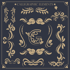 set of calligraphic design elements and page decorations