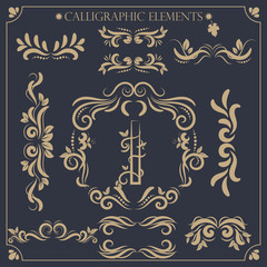 set of calligraphic design elements and page decorations