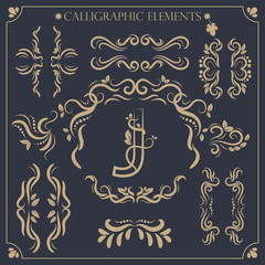 set of calligraphic design elements and page decorations10