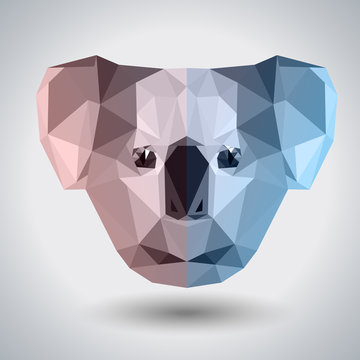 Abstract polygonal tirangle animal koala. Hipster animal illustration.
