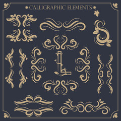 set of calligraphic design elements and page decorations
