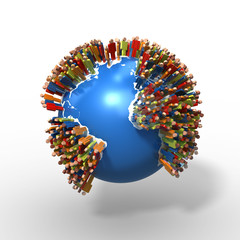 World Population, Globe with people