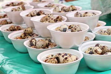Quail eggs at street food