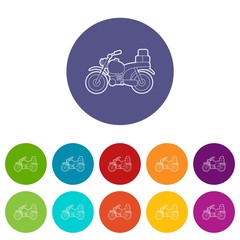 Motorcycle with boxes icons set vector color