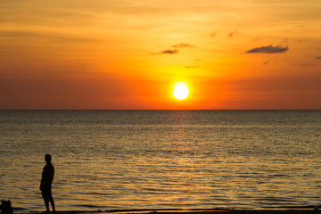 sunset view at the beach with extreme color 