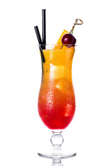Sex on the beach cocktail in glass on white background

