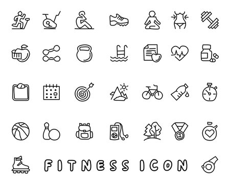 Fitness Hand Drawn Icon Design Illustration, Line Style Icon, Designed For App And Web