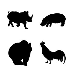 icon Animal with drawing, rihino, large, nature and horned