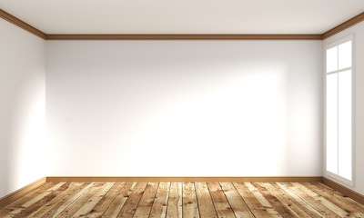 wooden floor Japanese style - empty room interior. 3D rendering