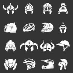 Helmet icons set grey vector