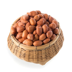 Raw peanuts isolated on a white background