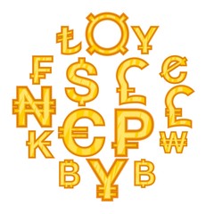 Obraz premium Currency from different countries icons set