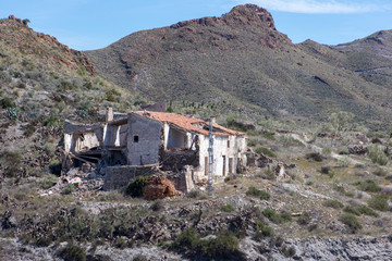 The green way of Lucainena under the blue sky in Almeria