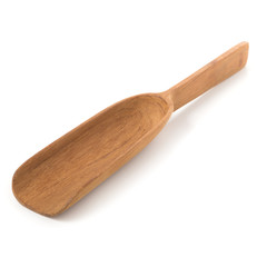 Empty wooden scoop isolated on a white background