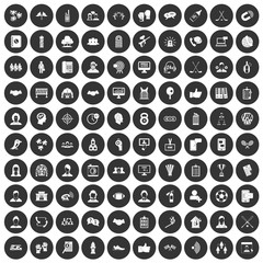 100 team icons set black circle