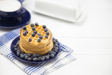 Stack of Classic Waffles with Blueberries