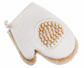 Glove massager washcloth isolated on white