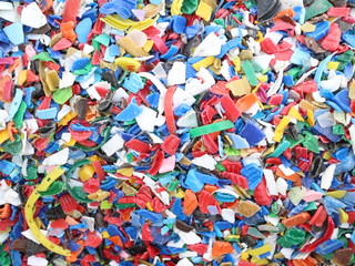 Fototapeta na wymiar shredded plastic bottles