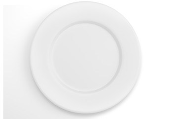 Empty white dinner plate top view