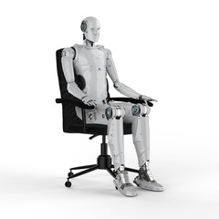 robot sit on chair