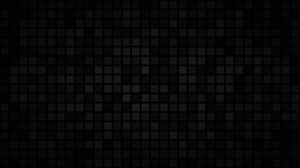 Abstract dark background of small squares or pixels in shades of black and gray colors.