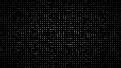 Abstract dark background of small circles in various sizes in shades of black and gray colors.
