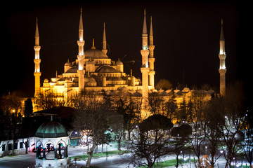 The Blue Mosque, (Sultanahmet Camii), Istanbul, Turkey, at night