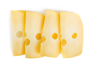 Cheese slices on white background
