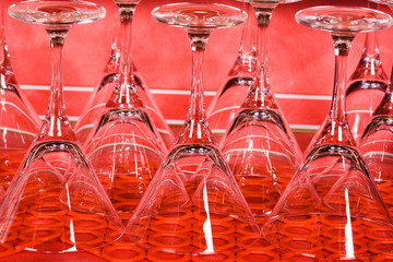 goblets on red background