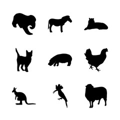 icon Animal with chicken, young, ponny, lamb and woodpecker
