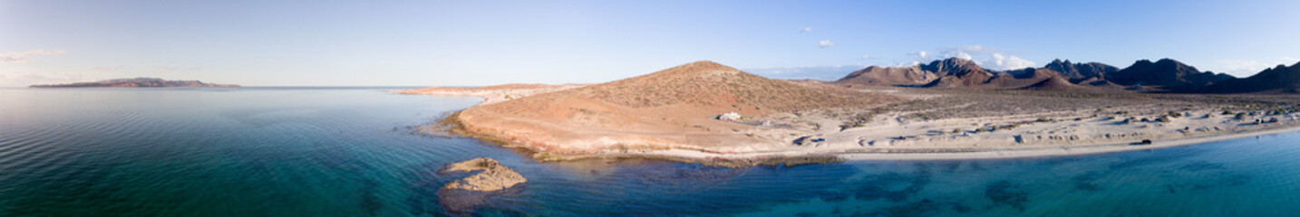 Fototapeta na wymiar Aerial panoramics from Espiritu Santo Island, Baja California Sur, Mexico.