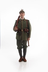 Actor in the form of a German infantryman from the times of the First World War