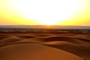 Dunas del Sahara, Marruecos, atardecer