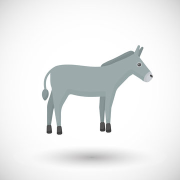 Donkey flat vector icon, Flat design farm animal